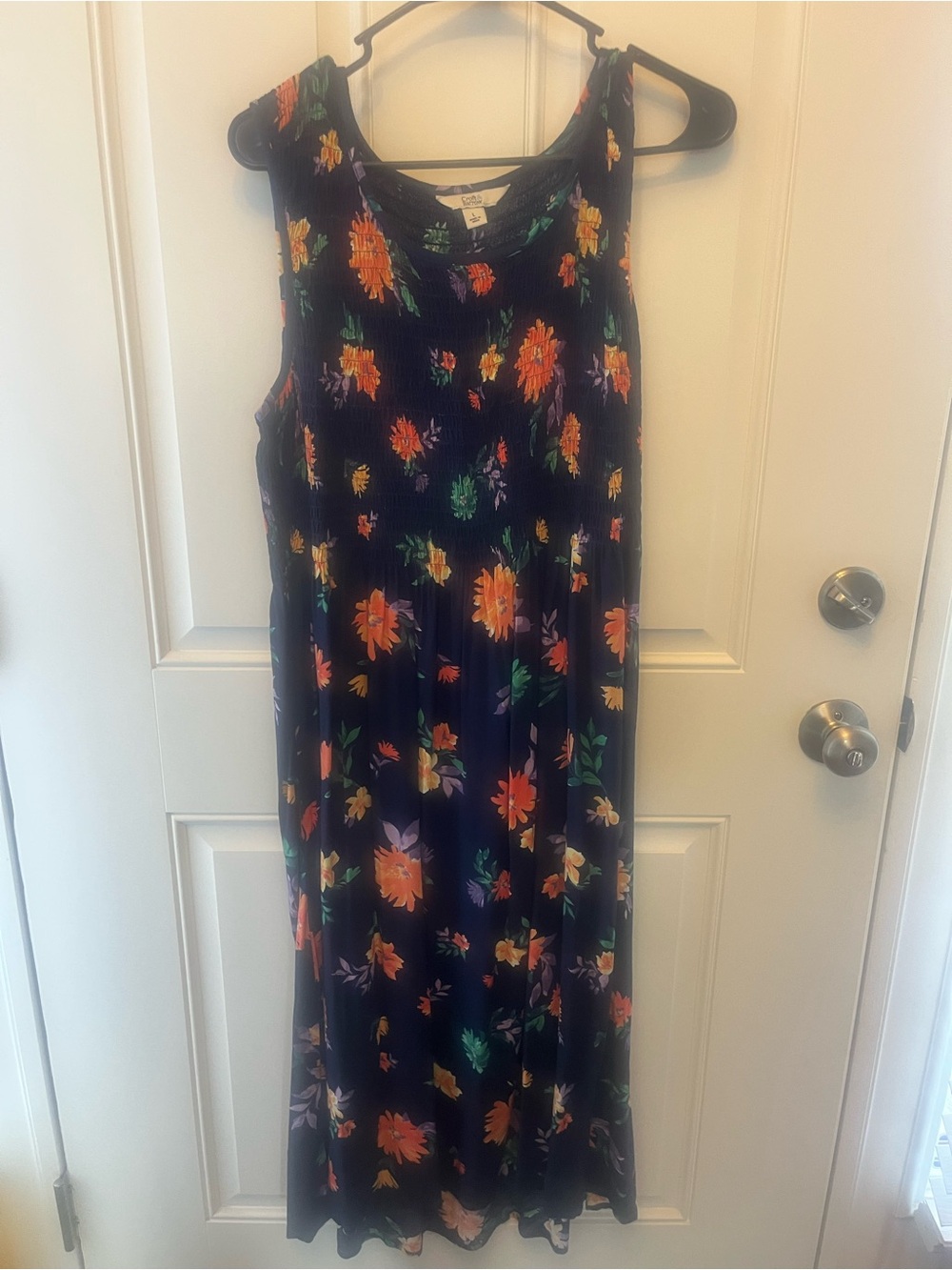 Navy Floral Smock Dress